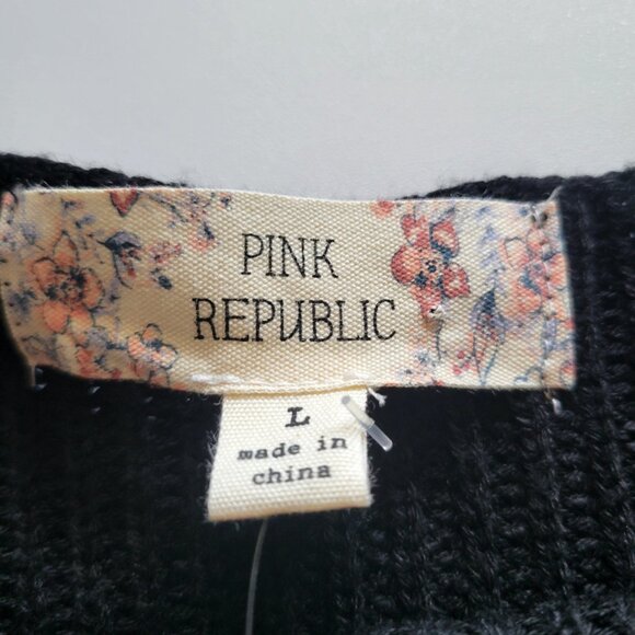 Pink Republic Lightweight Knitted Black Sweater Tank Cross Back Size Large - Picture 3 of 9